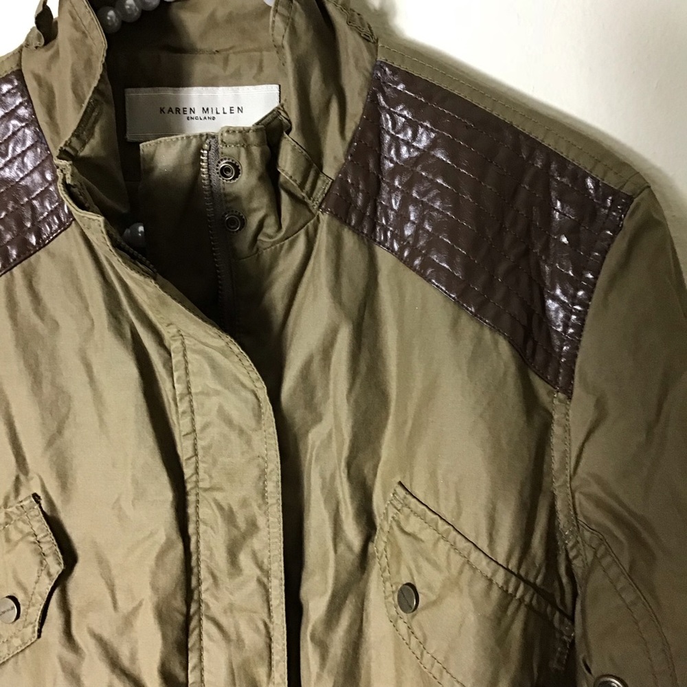 Karen Millen Military Jacket Faux Leather Detail